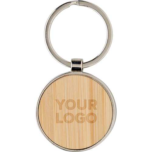 Bamboo and metal key chain 