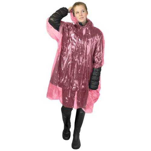 Ziva disposable rain poncho with storage pouch