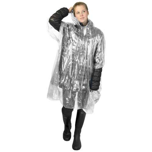 Ziva disposable rain poncho with storage pouch