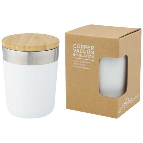 Lagan 300 ml copper vacuum insulated stainless steel tumbler with bamboo lid