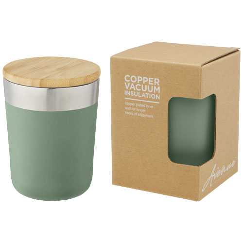 Lagan 330 ml copper vacuum insulated stainless steel tumbler with bamboo lid