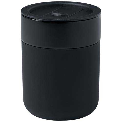 Java 330 ml ceramic tumbler with silicone wrap and plastic lid