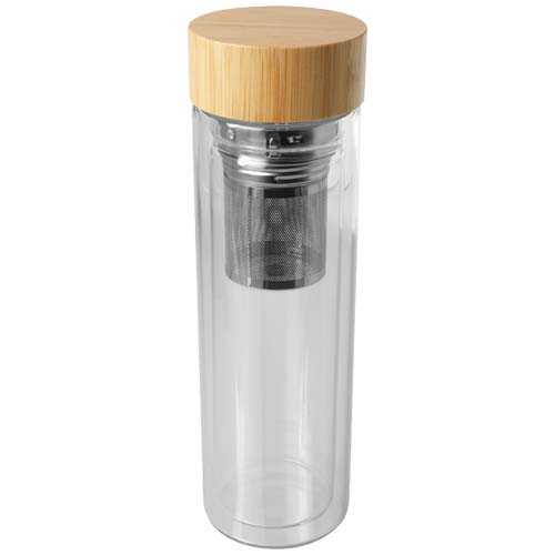 Bailey 400 ml borsilicate glass infuser bottle with bamboo lid