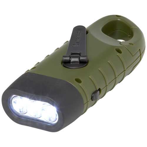 Helios recycled plastic solar dynamo flashlight with carabiner