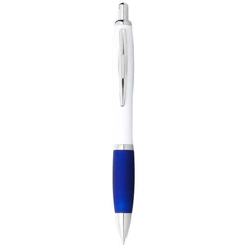 Nash ballpoint pen with white barrel and coloured grip (black ink)