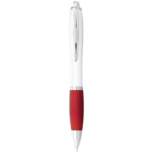 Nash ballpoint pen with white barrel and coloured grip (black ink)