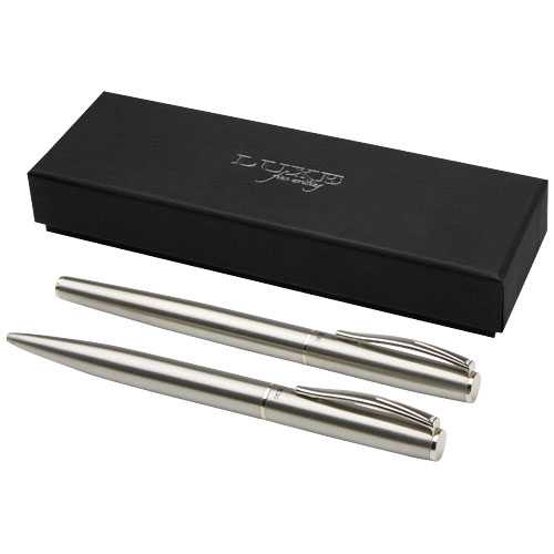 Didimis recycled stainless steel ballpoint and rollerball pen set (black ink)