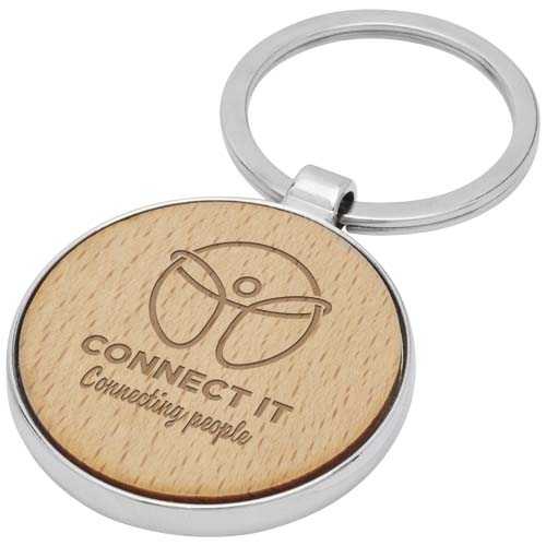 Moreno beech wood round keychain