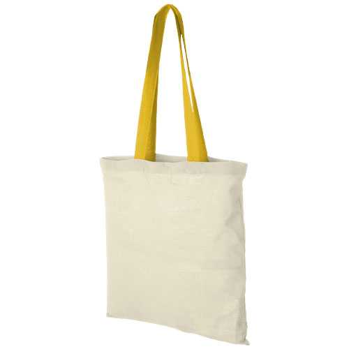 Nevada 100 g/m² cotton tote bag coloured handles 7L