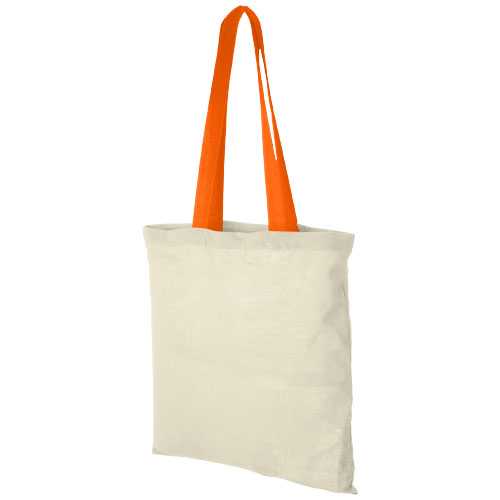 Nevada 100 g/m² cotton tote bag coloured handles 7L