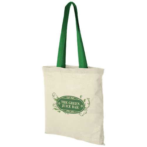 Nevada 100 g/m² cotton tote bag coloured handles 7L