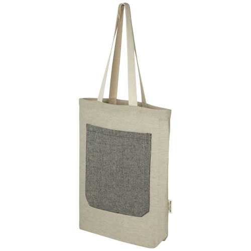 Pheebs 150 g/m² recycled cotton tote bag with front pocket 9L