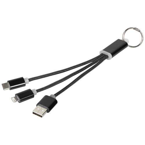 Metal 3-in-1 charging cable with keychain