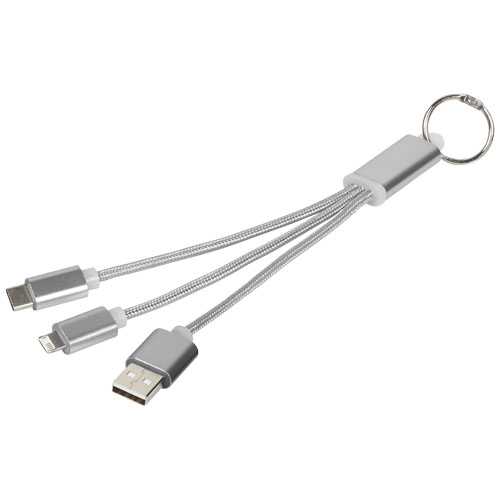 Metal 3-in-1 charging cable with keychain