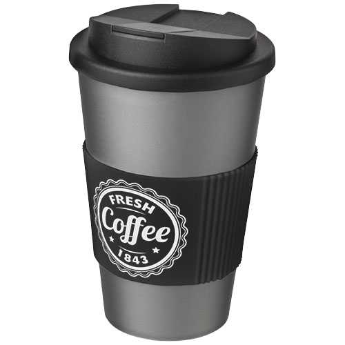 Americano® 350 ml tumbler with grip & spill-proof lid