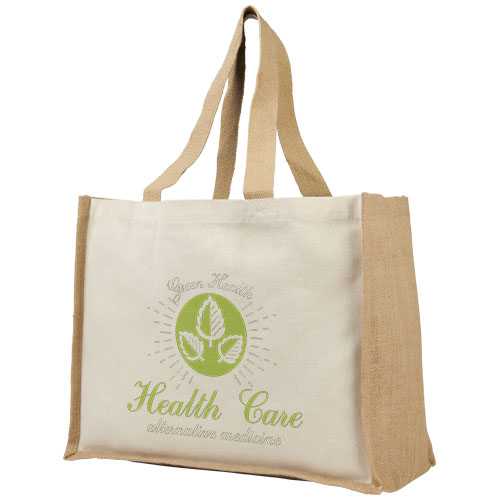 Varai 320 g/m² canvas and jute shopping tote bag 23L