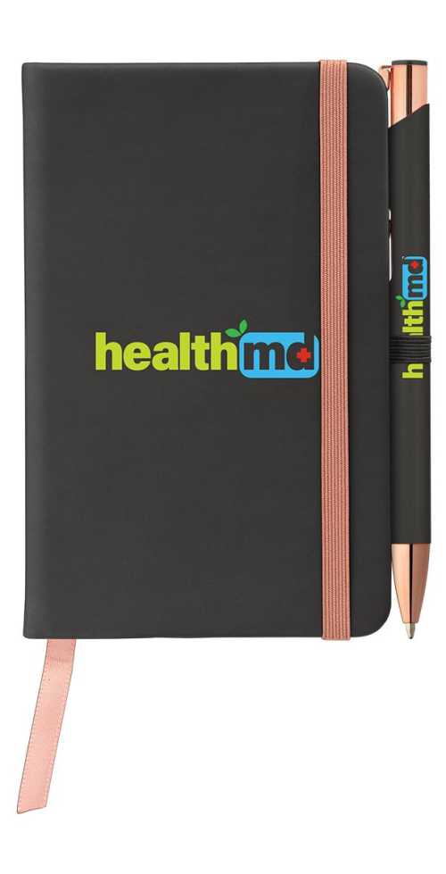 Miller Softy Rose Gold Notebook & Tres-Chic Pen Gift set