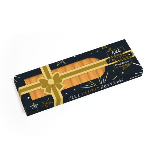 New Years - Eco 12 Baton Bar Box - Gold Chocolate Bar - Present Box - 32% Cocoa