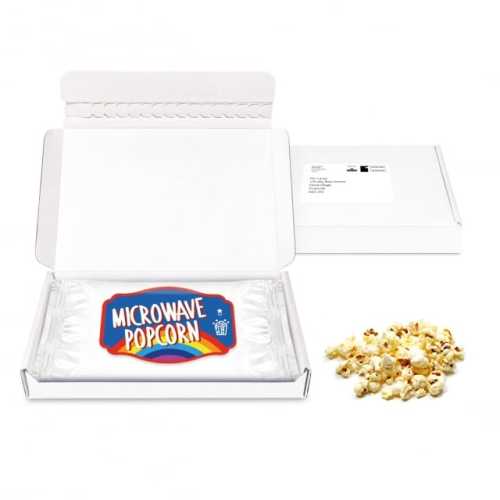 Gift Boxes - Mini White Postal Box - Microwave Popcorn - PAPER LABEL