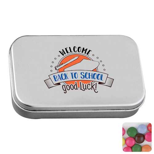 Large flat hinged tin with choco's