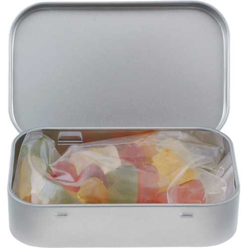 Large flat hinged tin with Haribo gold bears