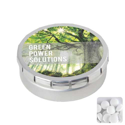 Round click tin with dextrose mints