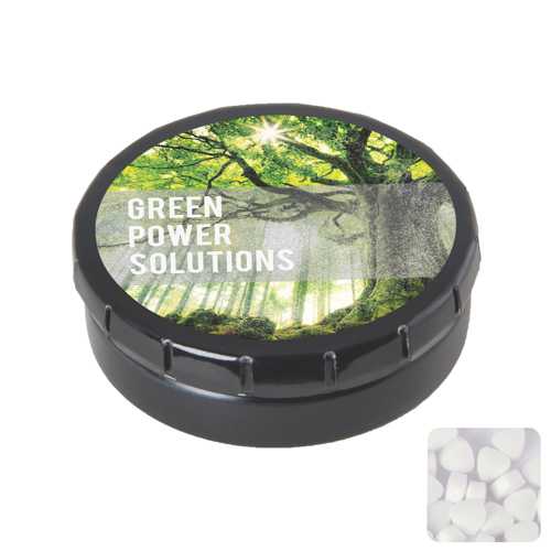 Round click tin with sugar free mints