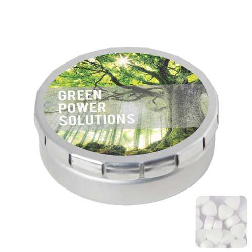 Round click tin with sugar free mints