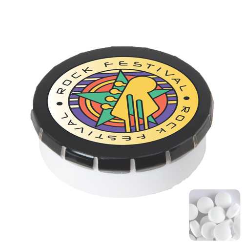 Round click plastic pot with sugar free mints