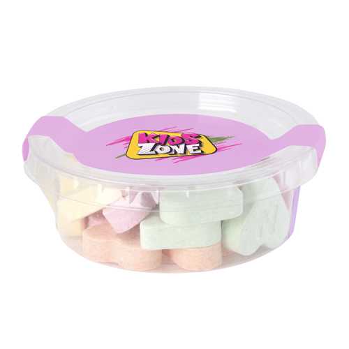 Small eco sweet tub with fruit heart sweets