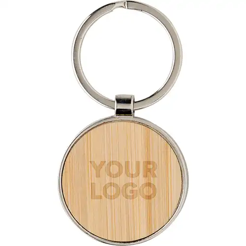 Bamboo and metal key chain 