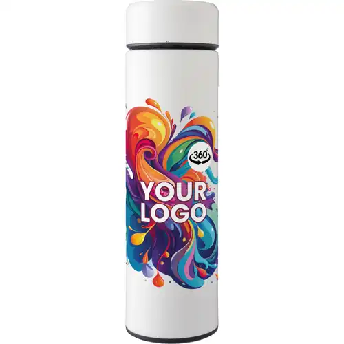 Stainless steel double walled flask with tea strainer (425ml)
