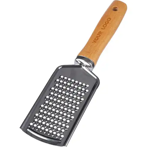 Steel grater with wooden handle