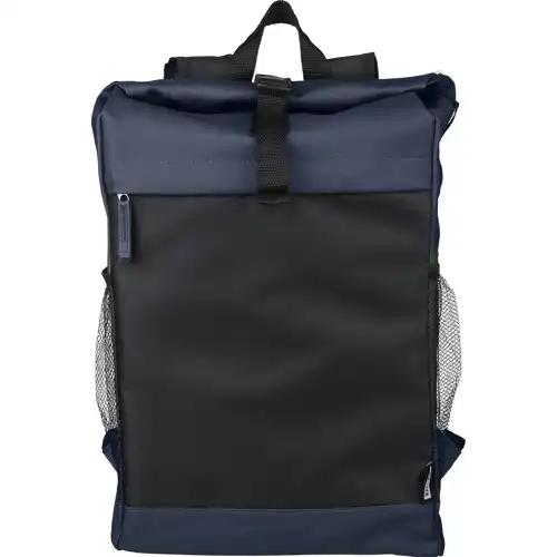 RPET polyester roll-top backpack.