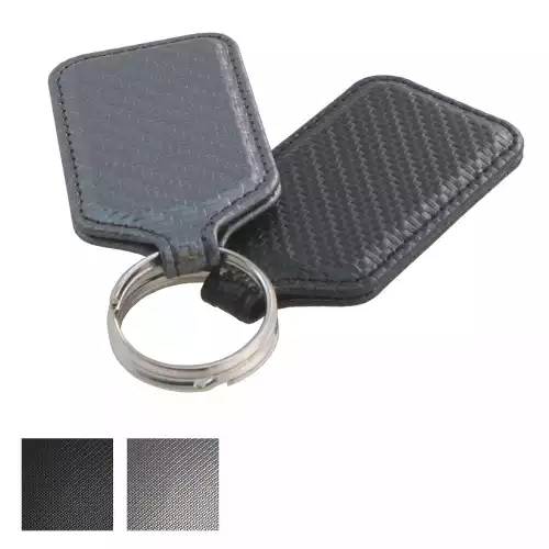 Black Carbon Fibre Textured PU Rectangular Key Fob.