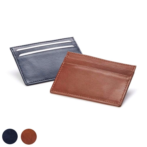  Accent Sandringham Nappa Leather Deluxe Slim Card Case, with accent stitching in a  choice of black, navy or brown.