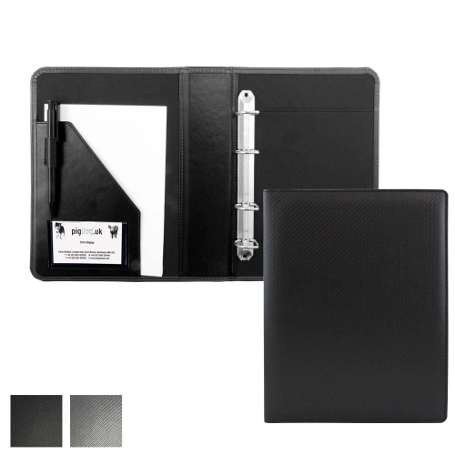 Carbon Fibre Textured PU A5 Ring Binder.