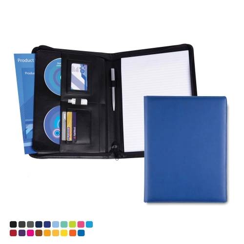 A4 Deluxe Zipped Conference Folder in Soft Touch Vegan Torino PU.