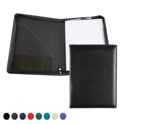 Zipped Conference Folder with co ordinating Leather Interior Pockets finished in Recycled Environmentally friendly Eleather, in a choice of 8 colours.