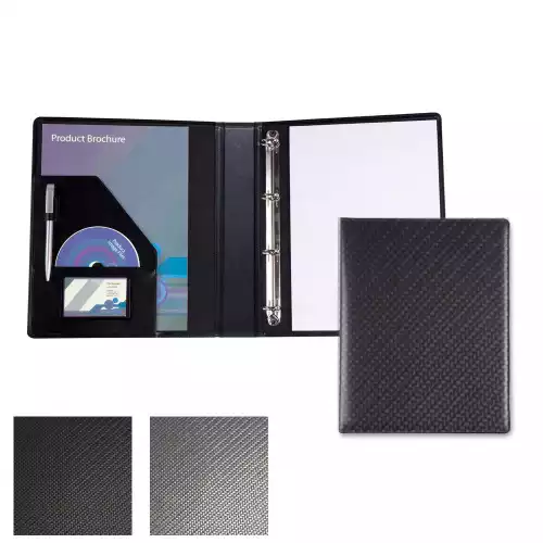 Carbon Fibre Textured PU A4 Ring Binder.