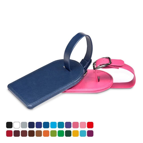 Small Bag Tag in Belluno, a vegan coloured leatherette with a subtle grain.