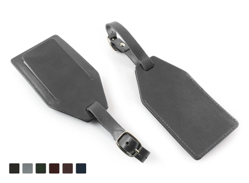 Hampton Leather Rectangular Luggage Tag with security flap, made in the UK in a choice of 5 colours.