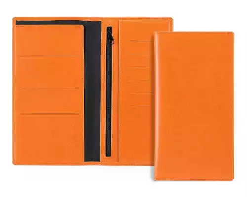 Deluxe Travel Wallet in Belluno, a vegan coloured leatherette with a subtle grain.