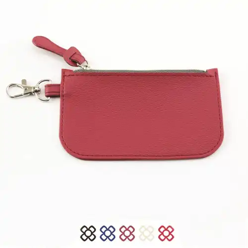 Mini Zipped Pouch with Bag Clip in Recycled Como Vegan PU.