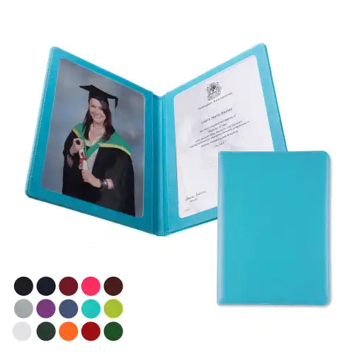  A4 Certificate or Price List Holder in Belluno, a vegan coloured leatherette with a subtle grain.