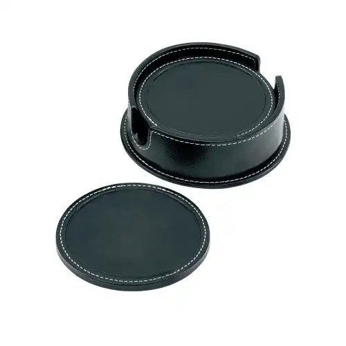 Sandringham Nappa Leather Round Coaster Set