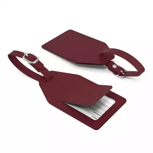 Angled Luggage Tag with security flap in Belluno, a vegan coloured leatherette with a subtle grain.