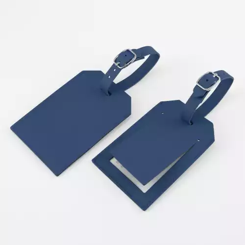 Recycled ELeather Rectangular Luggage Tag with Security Flap, made in the UK in a choice of 8 colours.