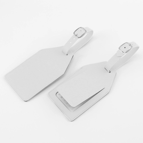 Angled Luggage Tag with security flap in Belluno, a vegan coloured leatherette with a subtle grain.