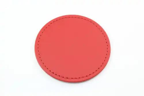 Recycled ELeather Round Stitched Coaster, made in the UK in a choice of 8 colours.